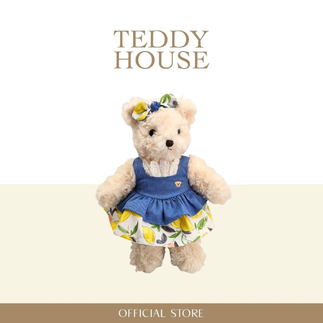 SPECIAL SET BEAR WITH DRESS LEMON JEANS 10" - 12"