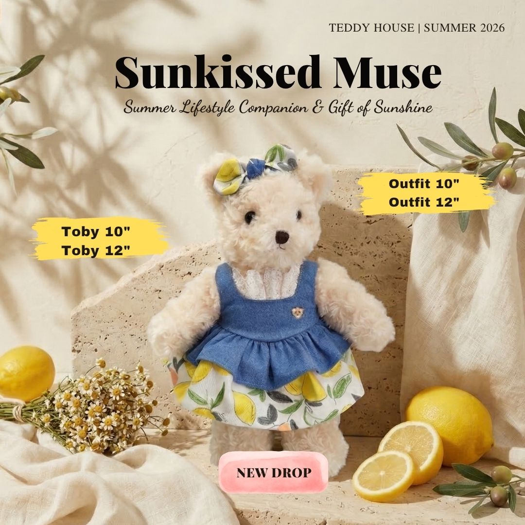 SPECIAL SET BEAR WITH DRESS LEMON JEANS 10" - 12"