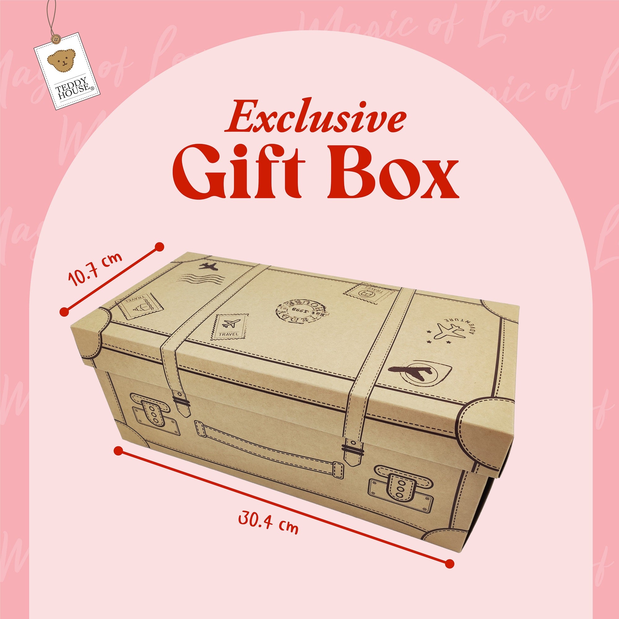 TEDDY HOUSE GIFT BOX LUGGAGE DESIGN 30,4 cm x 10,7 cm